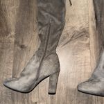 Beston Gray Faux Suede Tall Over the Knee High Heeled Boots Pointed Toe Women 9 Photo 1