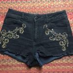 Forever 21 EMBELLISHED FRONT BLACK DENIM SHORTS Photo 0