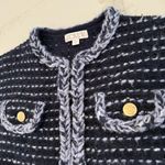 J.Crew  Cropped Lady Jacket Marled Yarn Women’s XS Blue Hook & Eye Closure Knit Photo 2
