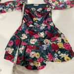 Revolve Rococo Sand Tallia Velvet Floral Ruched Mini Dress in Deep Green Size M‎ Size M Photo 10