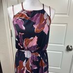 Anthropologie  Dark Navy Bohemian Floral Tiered Halter Maxi Dress Size Medium Photo 2