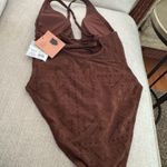 Shade & Shore Women's Crochet Plunge High Leg Medium Coverage One Piece Swimsuit - ™ Brown Photo 4