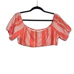 Lemlem NWT Luchia Puff Sleeve Crop Striped Bikini Top XL in Coral Photo 3