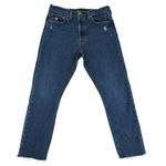 Levi's  501S Skinny Women's 32 Jeans W32 L28‎ Blue Distressed Button Fly Raw Hem Photo 0