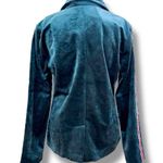 Mystree Anthropologie  Size S Teal Velvet Stripe Sleeve Blazer Jacket Photo 6