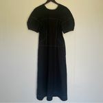 Madewell NWT  Puff-Sleeve Drop-Waist Midi Dress Black 6 Photo 3