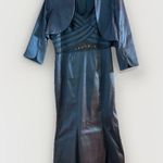 Adrianna Papell  Occasions Size 12 Shimmering Blue Dress and Bolero Jacket Set Photo 1