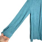 Vera Wang Simply Vera Sutton Blue Jacquard Asymmetric Hem Blouse Photo 6