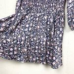 J.Crew  V-Neck Mini Dress Floral Fields Navy Smocked Waist Ruffle Neck Medium Photo 4