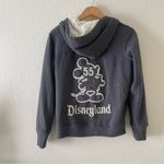 Disney Parks Disneyland 55 Years Faux Fur Hoodie Sweater Embroidered Grey Small Photo 5