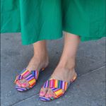J.Crew  MULTISTRIPE RAINBOW CORA CRISSCROSS SANDALS FLATS Size 6 1/2 Photo 1