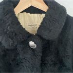 Fingerhut Mod Coat Black Faux Fur Sherpa Jacket Silver Buttons Women L XL 16 70s Photo 5