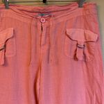 Johnny Was Size MEDIUM Coral Pink Linen Wide Leg Button-Front Pants Photo 6