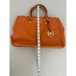 Michael Kors Sutton Ostrich Leather Top Handle Purse Bag Tangerine Rust Orange Photo 3