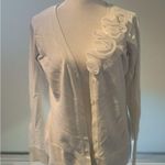AB Studio  White Cardigan with Floral Accents Photo 0