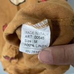 VIOLA BORGHI Butterfly Print 100% Linen Top 3/4 Sleeve Made in Italy Size Medium Brown Photo 6