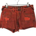 Free People  Red Overdye Distressed Denim Shorts 24 Photo 0