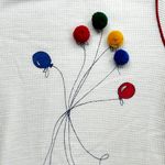 Vintage 70s Pom Pom Balloon Primary Colors Waffle Knit Long Sleeve Nightgown Size undefined Photo 3