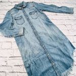 Lucky Brand Dress XS Light Wash Pear Snap Button Down Frayed Hem Western Denim Photo 0