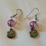 Sanrio Vintage Y2K 2007 Pink & Silver Tone Hello Kitty Ball Drop Earrings Photo 1
