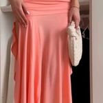 House Of CB  Ivana Gathered Asymmetric Dress in Apricot Size Large Photo 0