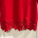 Zac & Rachel Red Lace Trim V Neck Short Sleeve Women Top Size S Photo 5