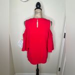 Ro & De NTM: Vibrant Red Cold Shoulder Short Bell Sleeves Blouse Sz M Photo 9