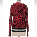 Central Park West  Red Black Tiger Animal Print Hooded Sweater Pullover Size S Photo 4