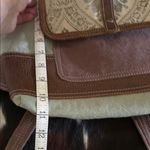 Brown and Cream Patterned Myra Backpack with Leather Accents Photo 7