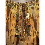 Jaclyn Smith  Beaded Boho Blouse Small Yellow Brown 3/4 Sleeve Top Shirt S Photo 2