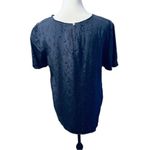 Ann Taylor  Navy Blue Bird Design Pattern Print Shirt Sz M Photo 9