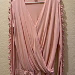 Venus  Faux Wrap Lace Up Sleeve Pink Top Photo 0