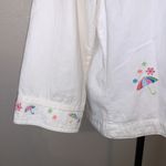 Christopher & Banks  white embroidered beach summer 3/4 sleeve button down shirt Photo 4
