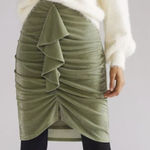 Anthropologie  Mare Mare Green Ruched Ruffle Mini Skirt Size Small Photo 0