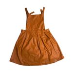 Ashley Stewart  Burnt Orange/Brown Faux Leather Overall Dress. Gold buttons.14/16 Photo 1