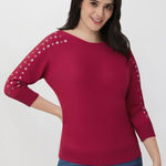 Women’s 89th & Madison GROMMET SLEEVE PULLOVER Red 1x Size XL Photo 0