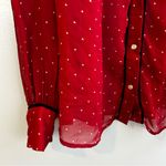 frame denim Le Pleasant Red Sheer Polka Dot 100% Silk Photo 8