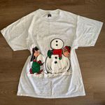 Tultex Vintage Peanuts Charlie Brown Holiday Building Snowman T-Shirt Size Large Photo 2