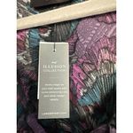 Lane Bryant Illusion Blouse 24P Dark Floral Purple Short Sleeve Ruffle Petite 24 Photo 2