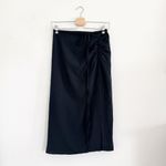 Abercrombie & Fitch black high slit midi skirt with side ruching Size XS Photo 2