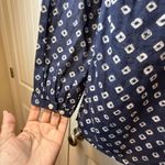 MICHAEL Michael Kors Navy White Diamond Print V Neck Tunic Top Womens Size S Blue Photo 3