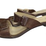 Anne Klein Vintage: ð–§· Chunky Wood Heel Mules Sandals ð–§· Brown Leather ð–§· 7.5M Photo 4