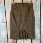 Nanette Lepore 🚫SOLD🚫 Brown Houndstooth Ruffled & Ruched Pencil Skirt Size 6 Photo 2