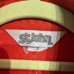 St. John  Red Houndstooth Silk Button Down Blouse Sz 6 Photo 5