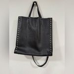 Bevini Modena Black Genuine Leather Tote Crossbody Purse Gold Studs Photo 3