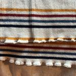 PacSun ribbed v-neck tank top- size small-white with yellow, red, blue, and navy Photo 3