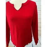 Madewell  long sleeve‎ thermal shirt Red waffle knit Vneck Christmas Small Blouse Photo 9