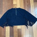 ZARA  | Navy Blue Suede Fringe Top Small Photo 5