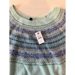 Talbots NEW Yoke Sweater Size XL Wool Blend Fair Isle Frosty Mint Green Soft $89 Photo 2
