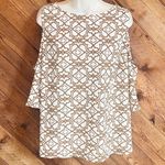 Chico's 🆕 Chico’s cold shoulder crew neck lightweight blouse top white brown 2/m… Photo 1